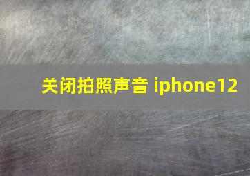 关闭拍照声音 iphone12